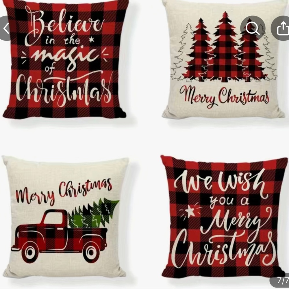 4pcs, Christmas Throw Pillow Covers,Without Pillow Core (17.7' X17") B14
